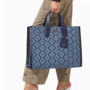 NWT KATE SPADE X-LARGE MANHATTAN DENIM SPADE TOTE